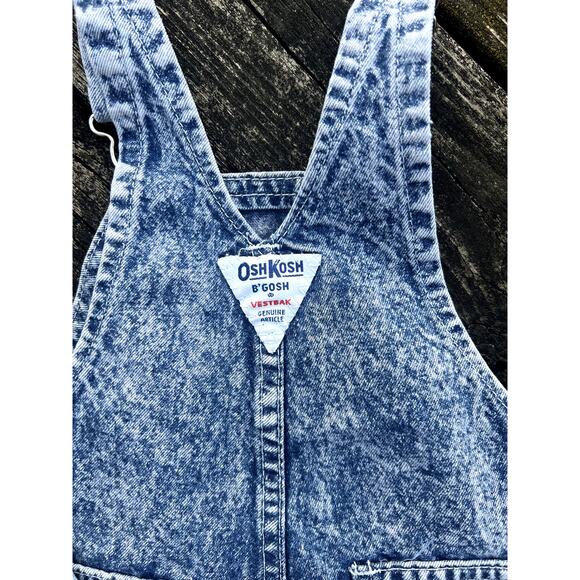 OshKosh B'gosh Vintage Acid Wash Denim Overalls Baby Size 18M Made in USA - Picture 4 of 8
